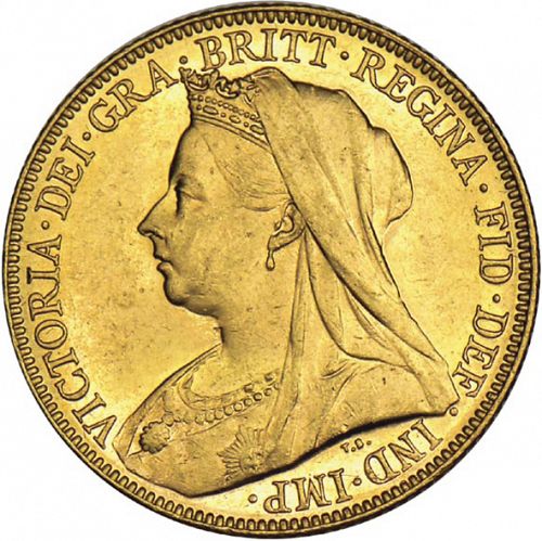 Sovereign Obverse Image minted in UNITED KINGDOM in 1899M (1837-01  -  Victoria)  - The Coin Database