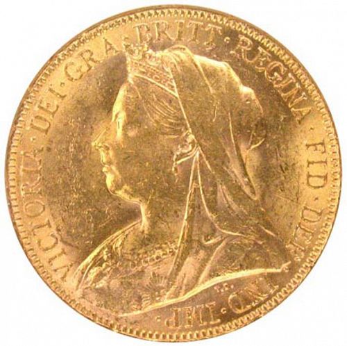 Sovereign Obverse Image minted in UNITED KINGDOM in 1899P (1837-01  -  Victoria)  - The Coin Database