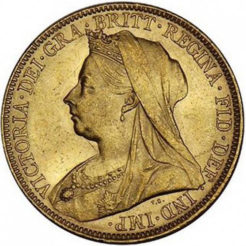 Sovereign Obverse Image minted in UNITED KINGDOM in 1899S (1837-01  -  Victoria)  - The Coin Database