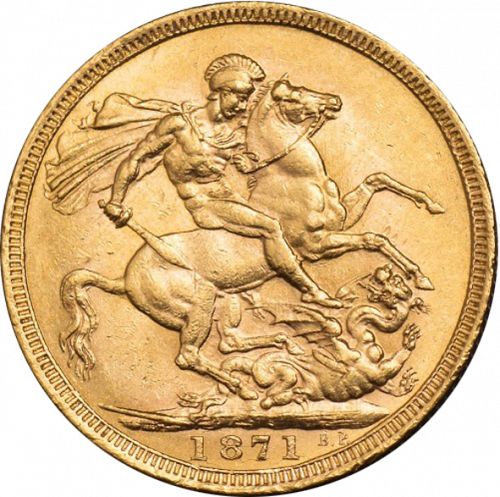 Sovereign Reverse Image minted in UNITED KINGDOM in 1871S (1837-01  -  Victoria)  - The Coin Database