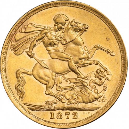 Sovereign Reverse Image minted in UNITED KINGDOM in 1872M (1837-01  -  Victoria)  - The Coin Database