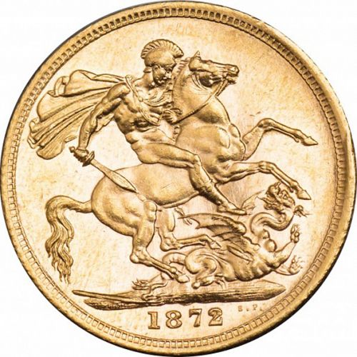 Sovereign Reverse Image minted in UNITED KINGDOM in 1872S (1837-01  -  Victoria)  - The Coin Database