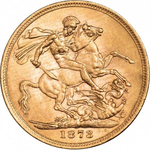 Sovereign Reverse Image minted in UNITED KINGDOM in 1873S (1837-01  -  Victoria)  - The Coin Database