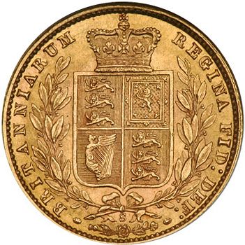 Sovereign Reverse Image minted in UNITED KINGDOM in 1877S (1837-01  -  Victoria)  - The Coin Database