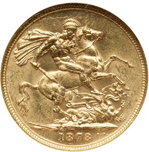 Sovereign Reverse Image minted in UNITED KINGDOM in 1878M (1837-01  -  Victoria)  - The Coin Database