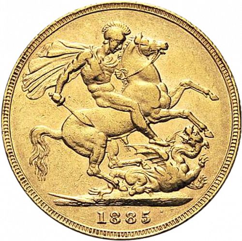 Sovereign Reverse Image minted in UNITED KINGDOM in 1885M (1837-01  -  Victoria)  - The Coin Database