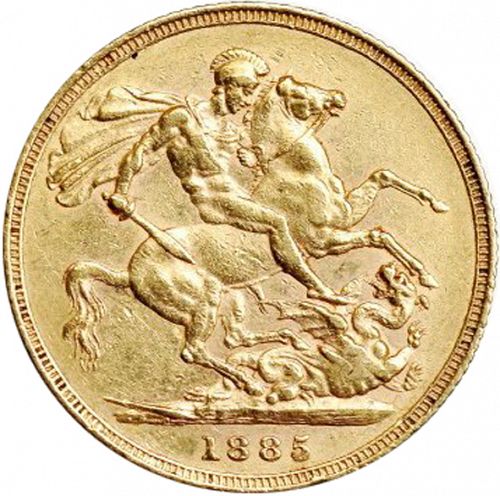 Sovereign Reverse Image minted in UNITED KINGDOM in 1885S (1837-01  -  Victoria)  - The Coin Database