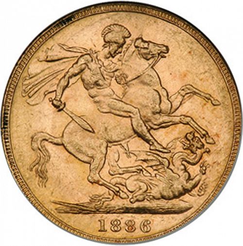 Sovereign Reverse Image minted in UNITED KINGDOM in 1886M (1837-01  -  Victoria)  - The Coin Database