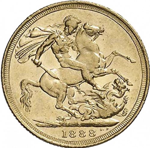 Sovereign Reverse Image minted in UNITED KINGDOM in 1888S (1837-01  -  Victoria)  - The Coin Database
