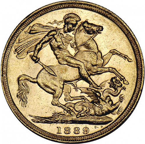 Sovereign Reverse Image minted in UNITED KINGDOM in 1889 (1837-01  -  Victoria)  - The Coin Database