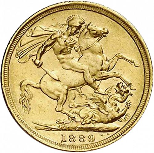 Sovereign Reverse Image minted in UNITED KINGDOM in 1889S (1837-01  -  Victoria)  - The Coin Database