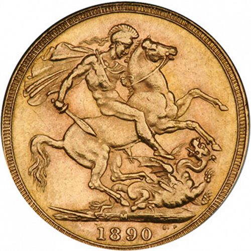 Sovereign Reverse Image minted in UNITED KINGDOM in 1890M (1837-01  -  Victoria)  - The Coin Database