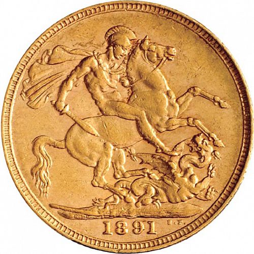 Sovereign Reverse Image minted in UNITED KINGDOM in 1891 (1837-01  -  Victoria)  - The Coin Database