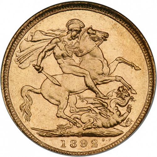 Sovereign Reverse Image minted in UNITED KINGDOM in 1892S (1837-01  -  Victoria)  - The Coin Database