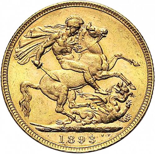 Sovereign Reverse Image minted in UNITED KINGDOM in 1893M (1837-01  -  Victoria)  - The Coin Database