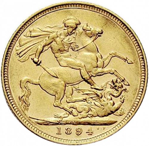 Sovereign Reverse Image minted in UNITED KINGDOM in 1894 (1837-01  -  Victoria)  - The Coin Database