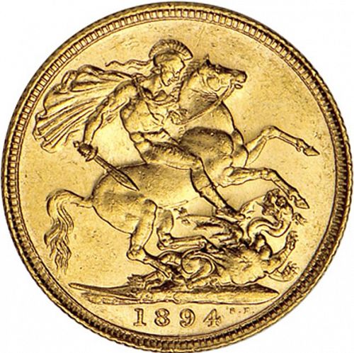 Sovereign Reverse Image minted in UNITED KINGDOM in 1894S (1837-01  -  Victoria)  - The Coin Database
