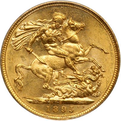 Sovereign Reverse Image minted in UNITED KINGDOM in 1895S (1837-01  -  Victoria)  - The Coin Database