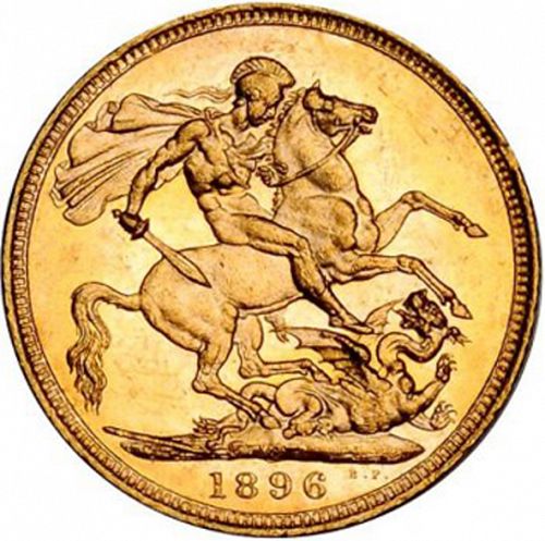 Sovereign Reverse Image minted in UNITED KINGDOM in 1896M (1837-01  -  Victoria)  - The Coin Database