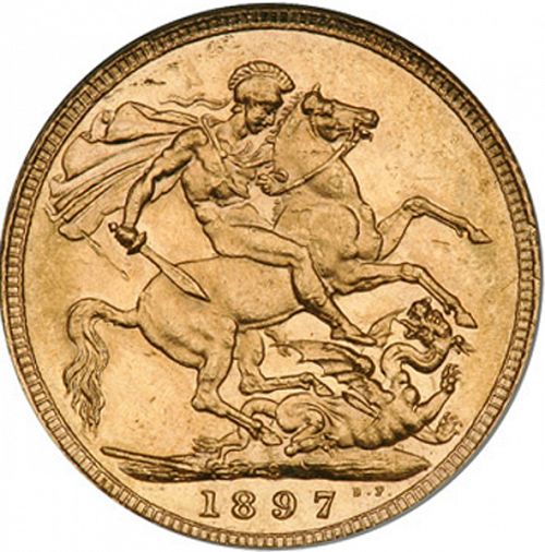 Sovereign Reverse Image minted in UNITED KINGDOM in 1897S (1837-01  -  Victoria)  - The Coin Database