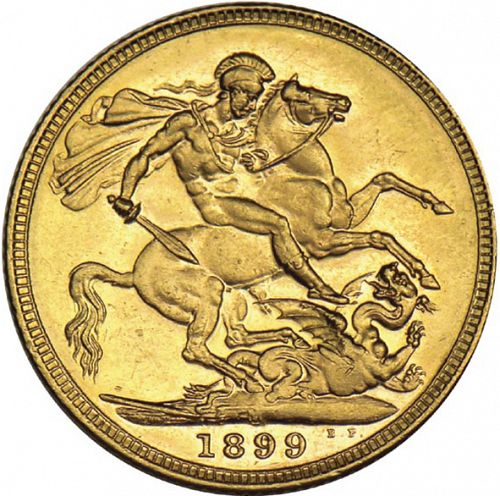 Sovereign Reverse Image minted in UNITED KINGDOM in 1899M (1837-01  -  Victoria)  - The Coin Database
