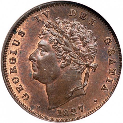 Third Farthing Obverse Image minted in UNITED KINGDOM in 1827 (1820-30 - George IV)  - The Coin Database