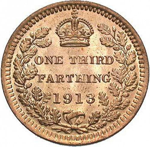 Third Farthing Reverse Image minted in UNITED KINGDOM in 1913 (1910-36  -  George V)  - The Coin Database