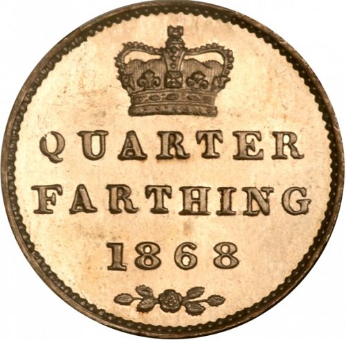 Quarter Farthing Reverse Image minted in UNITED KINGDOM in 1868 (1837-01  -  Victoria)  - The Coin Database