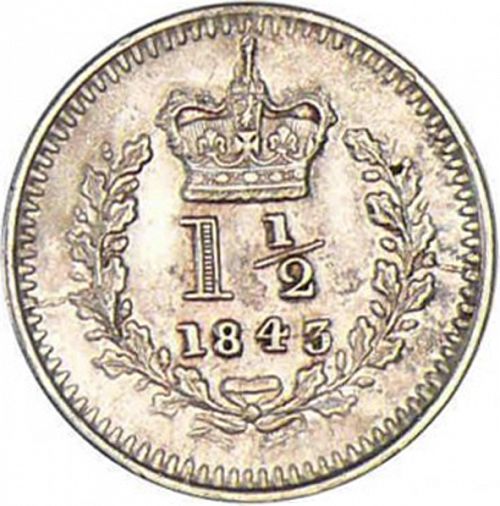 Three Halfpence Reverse Image minted in UNITED KINGDOM in 1843 (1837-01  -  Victoria)  - The Coin Database