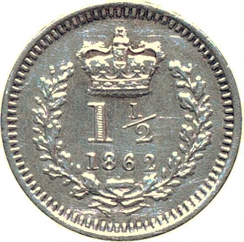 Three Halfpence Reverse Image minted in UNITED KINGDOM in 1862 (1837-01  -  Victoria)  - The Coin Database