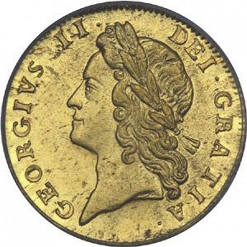 Half Guinea Obverse Image minted in UNITED KINGDOM in 1738 (1727-60 - George II)  - The Coin Database