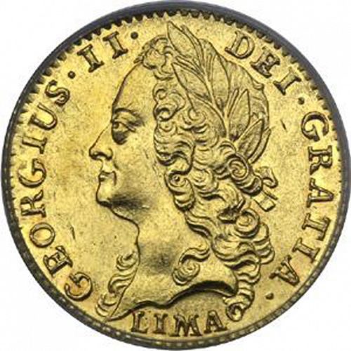 Half Guinea Obverse Image minted in UNITED KINGDOM in 1745 (1727-60 - George II)  - The Coin Database