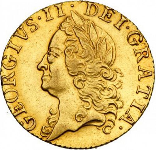 Half Guinea Obverse Image minted in UNITED KINGDOM in 1748 (1727-60 - George II)  - The Coin Database
