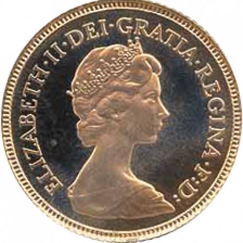 Half Sovereign Obverse Image minted in UNITED KINGDOM in 1983 (1953-up  -  Elizabeth II - Sovereign)  - The Coin Database