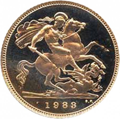 Half Sovereign Reverse Image minted in UNITED KINGDOM in 1983 (1953-up  -  Elizabeth II - Sovereign)  - The Coin Database