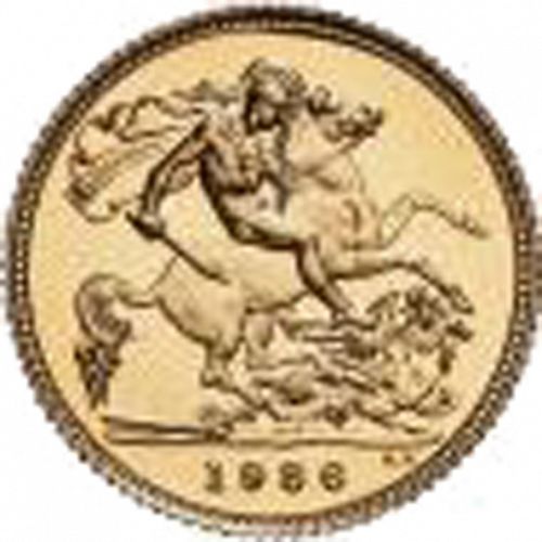 Half Sovereign Reverse Image minted in UNITED KINGDOM in 1986 (1953-up  -  Elizabeth II - Sovereign)  - The Coin Database