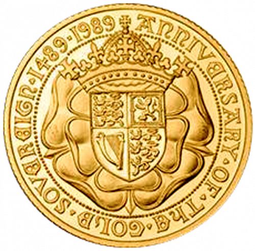 Half Sovereign Reverse Image minted in UNITED KINGDOM in 1989 (1953-up  -  Elizabeth II - Sovereign)  - The Coin Database