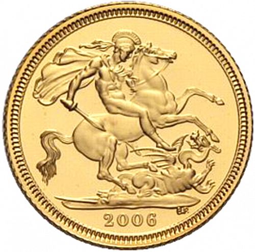 Half Sovereign Reverse Image minted in UNITED KINGDOM in 2006 (1953-up  -  Elizabeth II - Sovereign)  - The Coin Database