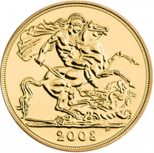 Half Sovereign Reverse Image minted in UNITED KINGDOM in 2008 (1953-up  -  Elizabeth II - Sovereign)  - The Coin Database