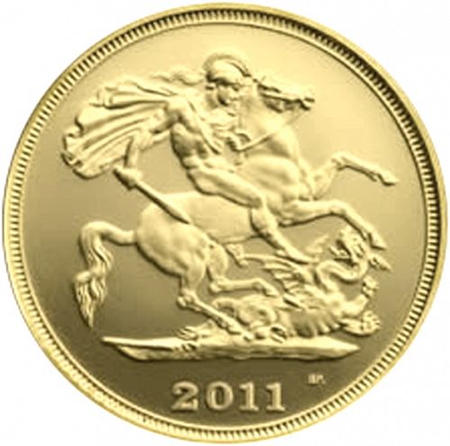 Half Sovereign Reverse Image minted in UNITED KINGDOM in 2011 (1953-up  -  Elizabeth II - Sovereign)  - The Coin Database