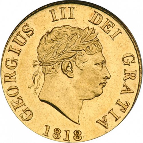 Half Sovereign Obverse Image minted in UNITED KINGDOM in 1818 (1760-20 - George III - New coinage)  - The Coin Database