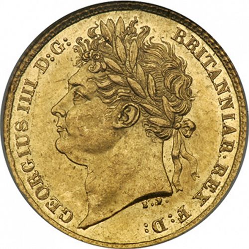 Half Sovereign Obverse Image minted in UNITED KINGDOM in 1825 (1820-30 - George IV)  - The Coin Database