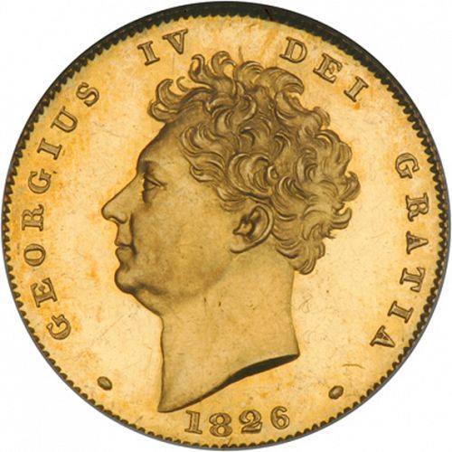 Half Sovereign Obverse Image minted in UNITED KINGDOM in 1826 (1820-30 - George IV)  - The Coin Database