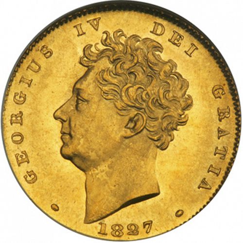 Half Sovereign Obverse Image minted in UNITED KINGDOM in 1827 (1820-30 - George IV)  - The Coin Database