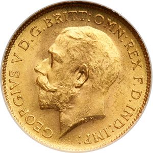Half Sovereign Obverse Image minted in UNITED KINGDOM in 1915S (1910-36  -  George V)  - The Coin Database