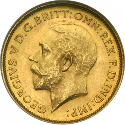 Half Sovereign Obverse Image minted in UNITED KINGDOM in 1916S (1910-36  -  George V)  - The Coin Database