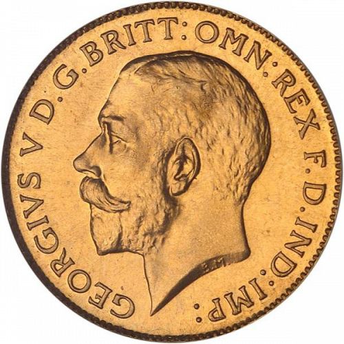 Half Sovereign Obverse Image minted in UNITED KINGDOM in 1923SA (1910-36  -  George V)  - The Coin Database