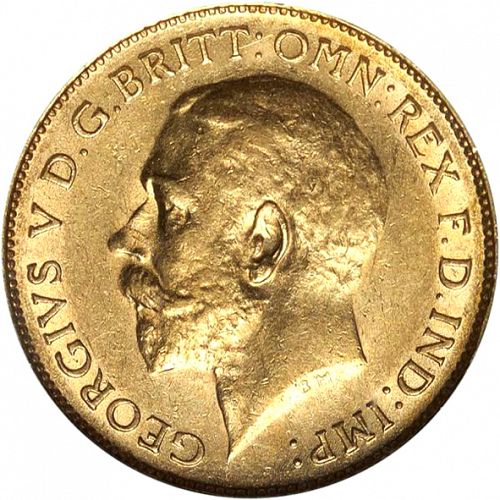 Half Sovereign Obverse Image minted in UNITED KINGDOM in 1926SA (1910-36  -  George V)  - The Coin Database