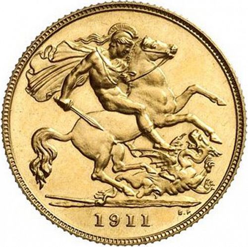 Half Sovereign Reverse Image minted in UNITED KINGDOM in 1911 (1910-36  -  George V)  - The Coin Database
