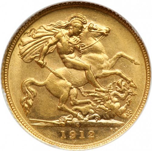 Half Sovereign Reverse Image minted in UNITED KINGDOM in 1912S (1910-36  -  George V)  - The Coin Database